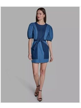 BCBG |  Two-Tone Tie Waist Crew neck Dress in Ponce, PR, Size 18